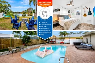 2 Homes - 4 MN to Madiera BCH - Hottub - HTD Pool